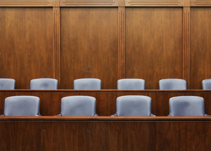 View of jurors seats in a court room